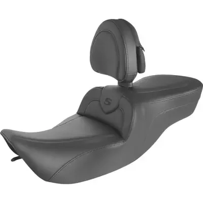 Saddlemen 2007 Harley-Davidson Road King EFI FLHR RoadSofa Seat – with Backrest – Black w/ Black Stitching