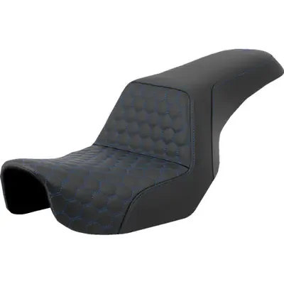 Saddlemen 2007 Harley-Davidson Screamin‘ Eagle Dyna FXDSE Step-Up Seat – Honeycomb – Blue Stitching – Dyna ‘06-‘17
