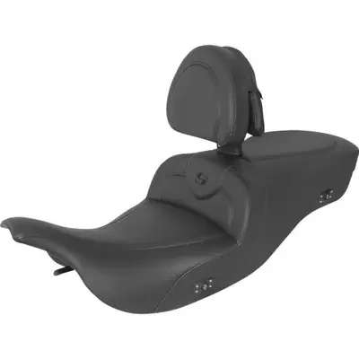 Saddlemen 2007 Harley-Davidson Screamin‘ Eagle Electra Glide Ultra Classic FLHTCUSE2 Heated RoadSofa Seat – With Backrest – Black W/Black Stitching