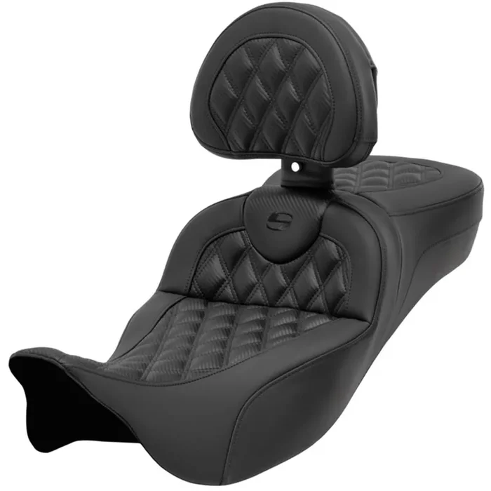 Saddlemen 2008-2024 FLHR, FLHT, FLHX & FLTR Extended Reach Roadsofa CF LS Seat with Driver‘s Backrest Motorcycle Accessories