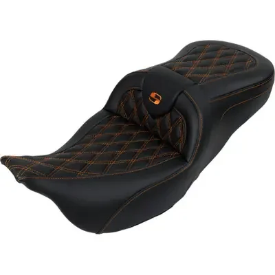 Saddlemen 2008 Harley-Davidson Screamin‘ Eagle Electra Glide Ultra Classic FLHTCUSE3 Roadsofa Seat – with Backrest – Orange Stitch – FL ‘08-‘23