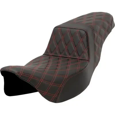Saddlemen 2008 Harley-Davidson Screamin‘ Eagle Electra Glide Ultra Classic FLHTCUSE3 Step-Up Seat – Lattice Stitch – Red Stitch – Extended Reach – FLH/FLT ‘08-‘23