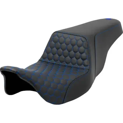 Saddlemen 2008 Harley-Davidson Screamin‘ Eagle Electra Glide Ultra Classic FLHTCUSE3 Step-Up Seat – Honeycomb – Blue Stitching – FL ‘08-‘23