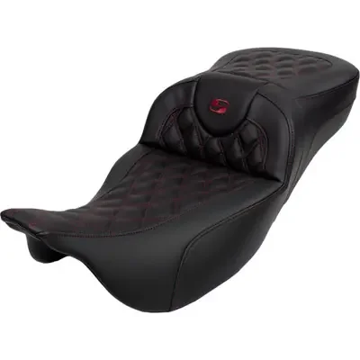Saddlemen 2008 Harley-Davidson Screamin‘ Eagle Road King FLHRSE4 Roadsofa Extended Reach Seat – Lattice Stitch – Wine Berry Stitch – with Backrest – FL ‘08-‘24