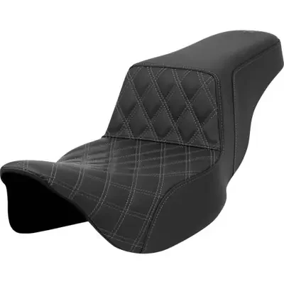 Saddlemen 2008 Harley-Davidson Screamin‘ Eagle Road King FLHRSE4 Step-Up Seat – Front Lattice Stitch – Gray Stitch – Extended Reach – FLH/FLT ‘08-‘23