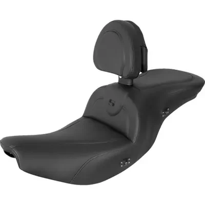 Saddlemen 2022-2024 Indian Chief Dark Horse RoadSofa Seat – With Backrest – Black w/ Black Stitching – Heated – Indian ‘14-‘24