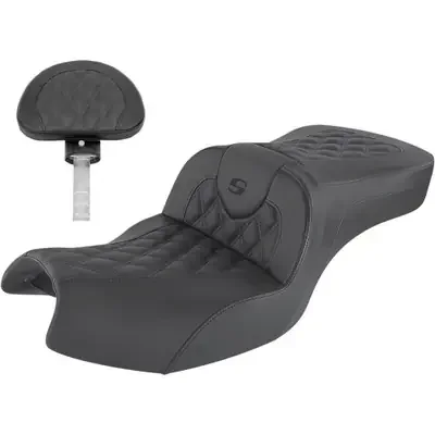 Saddlemen 2023-2024 Indian Challenger Elite Roadsofa Seat – With Backrest – Full Lattice Stitch – Black – Indian