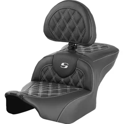Saddlemen 2024 Harley-Davidson CVO Road Glide ST FLTRXSTSE RoadSofa Seat – with Backrest – Lattice Stitch – White Stitch – FLTR/FLHX ‘23-‘24