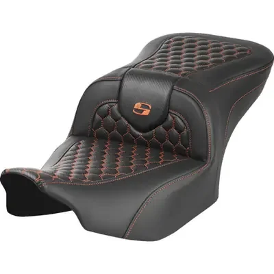 Saddlemen 2024 Harley-Davidson CVO Road Glide ST FLTRXSTSE Roadsofa Seat – without Backrest – Honeycomb – Orange Stitch – FLTR/FLHX ‘23-‘24