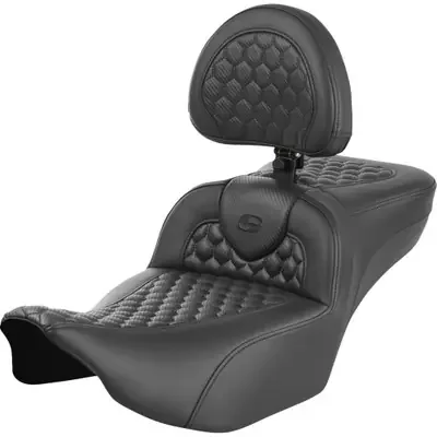 Saddlemen 2024 Harley-Davidson Street Glide EFI FLHX Roadsofa Extended Reach Seat – with Backrest – Honeycomb – FLTR/FLHX ‘23-‘24