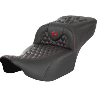 Saddlemen 2024 Harley-Davidson Street Glide EFI FLHX Roadsofa Extended Reach Seat – without Backrest – Honeycomb – Red Stitch – FLTR/FLHX ‘23-‘24