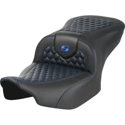 Saddlemen 2024 Harley-Davidson Street Glide EFI FLHX Roadsofa Seat – without Backrest – Honeycomb – Blue Stitch – FLTR/FLHX ‘23-‘24