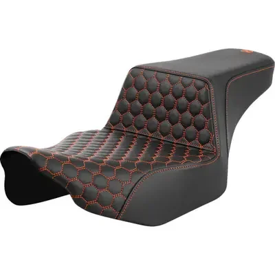 Saddlemen 2024 Harley-Davidson Street Glide EFI FLHX Step-Up Seat – Extended Reach – Front Honeycomb – Orange Stitch – FL ‘23-‘24