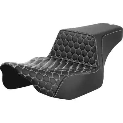 Saddlemen 2024 Harley-Davidson Street Glide EFI FLHX Step-Up Seat – Extended Reach – Front Honeycomb – White Stitch – FL ‘23-‘24