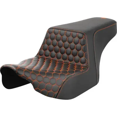 Saddlemen 2024 Harley-Davidson Street Glide EFI FLHX Step-Up Seat – Front Honeycomb – Orange Stitching – FL ‘23-‘24
