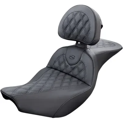 Saddlemen 2024 Indian Chieftain Dark Horse Roadsofa Seat – with Backrest – Lattice Stitch – Black – Indian ‘14-‘24