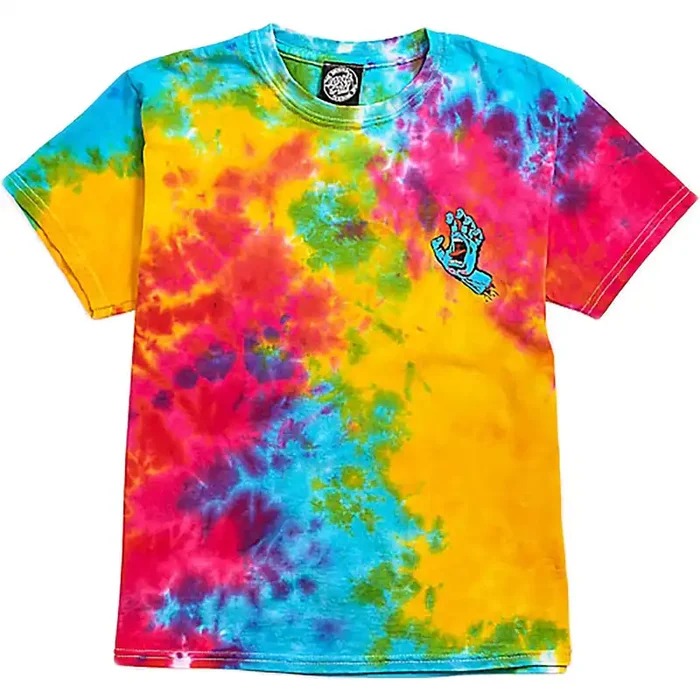 Santa Cruz Screaming Hand Tie Dye Youth Boys Short-Sleeve Shirts