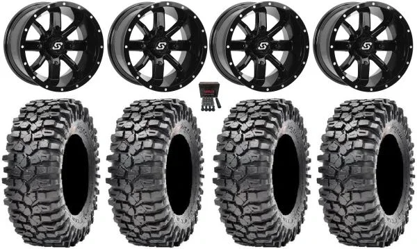 Sedona Hollow Point 14″ Wheels Black 32″ Roxxzilla 396 Tires Can-Am Commander Maverick Renegade Outlander Defender