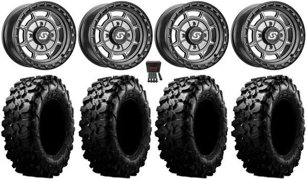 Sedona Rift 14″ Wheels Grey 28″ Carnivore Tires Polaris Sportsman / RZR / Ranger