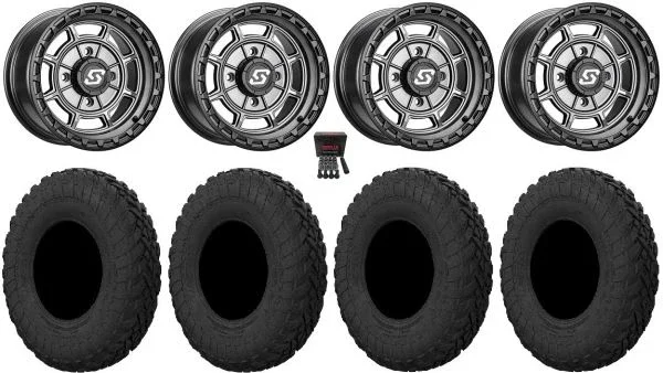 Sedona Rift 15×7 Wheels Grey 30″ Gripper R/T Tires Can-Am Commander Maverick Renegade Outlander Defender