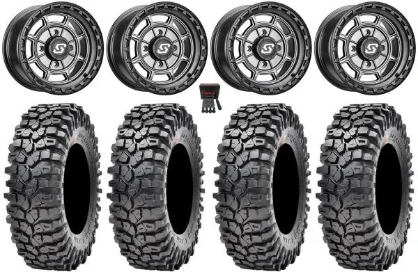 Sedona Rift 15×7 Wheels Grey 32″ Roxxzilla 396 Tires Can-Am Maverick X3 / Honda Pioneer 1000 / Talon