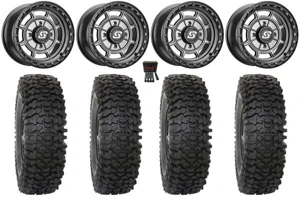 Sedona Rift 15×7 Wheels Grey 37″ RC500 Tires Can-Am Commander Maverick Renegade Outlander Defender