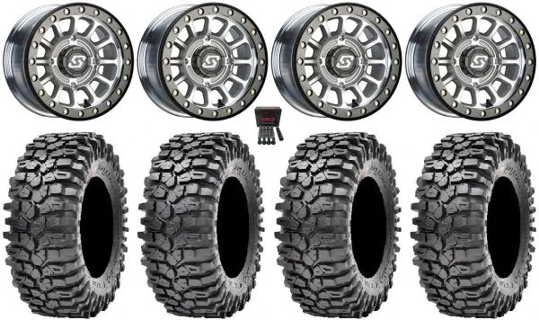Sedona Sano Bdlk 14″ Wheels Ct +30mm 30″ Roxxzilla 396 Tires Can-Am Maverick X3 / Honda Pioneer 1000 / Talon