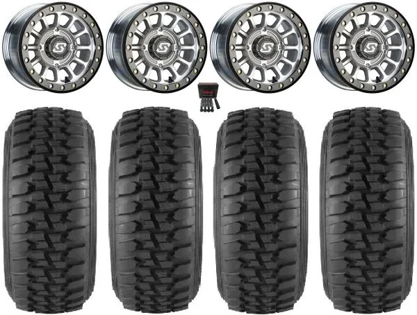 Sedona Sano Bdlk 15×6 Wheels Ct 33″ Desert Series Tires Kawasaki Mule Pro FXT KRX / Yamaha Wolverine RMAX / YXZ 2019+