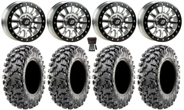 Sedona Sano Bdlk 15×7 Wheels Ct 30″ Carnivore R/T Tires Polaris RZR Turbo R&Pro R Ranger 1500 Xpedition