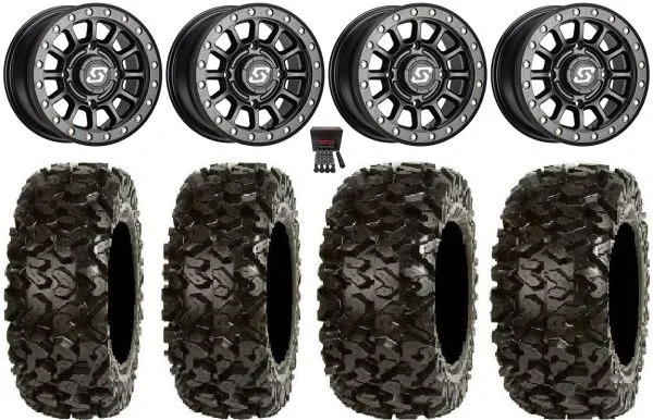 Sedona Sano Beadlock 14″ Wheels Black 26″ Rip Saw Tires Sportsman 550 850 1000