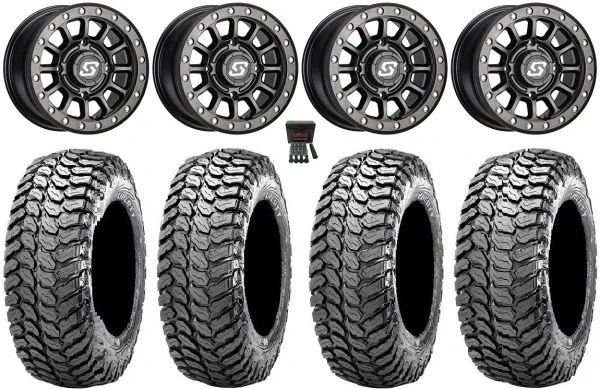 Sedona Sano Beadlock 14″ Wheels Black 32″ Liberty Tires Kawasaki Mule Pro FXT KRX / Yamaha Wolverine RMAX / YXZ 2019+