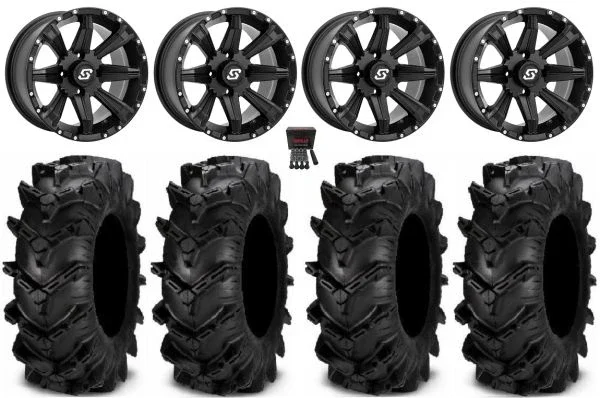 Sedona Sparx 14″ Wheels Black 30″ Cryptid Tires Honda Foreman Rancher SRA