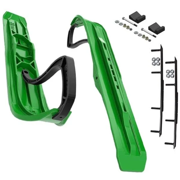 Slydog Command 6″ Green Skis w/8″ Round Bar Complete Kit Ski-Doo 2017-2020 Gen4 Chassis
