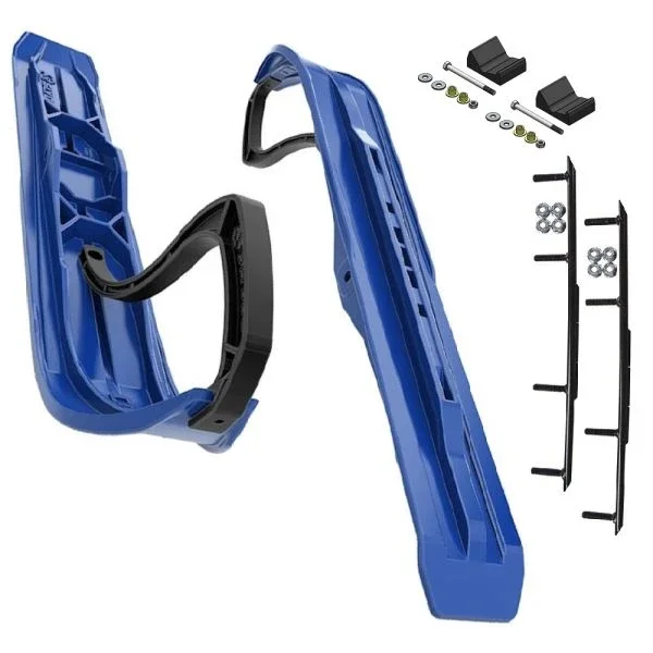 Slydog Command 6″ Voo Doo Blue Skis w/4″ Round Bar Complete Kit Polaris Pro-Ride Chassis [Rush]