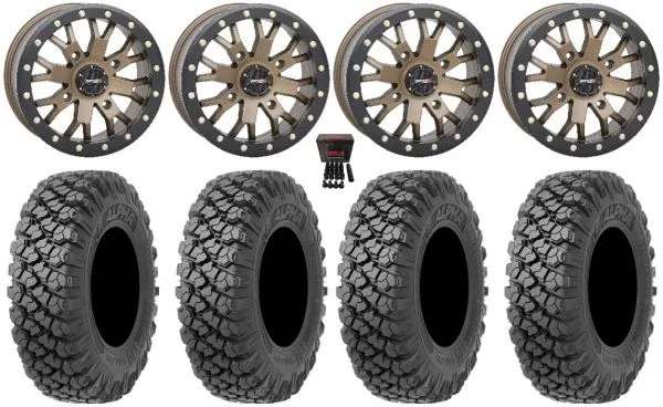 System 3 SB-4 15″ Wheels Bronze (6+1) 35″ Alpha Tires Can-Am Maverick X3 / Honda Pioneer 1000 / Talon