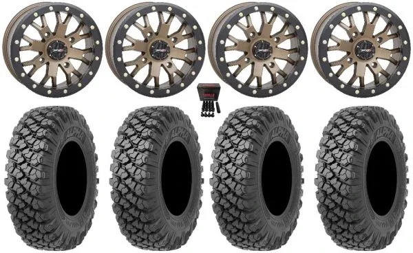 System 3 SB-4 15″ Wheels Bronze (6+1/4+3) 35″ Alpha Soft Tires Honda Talon