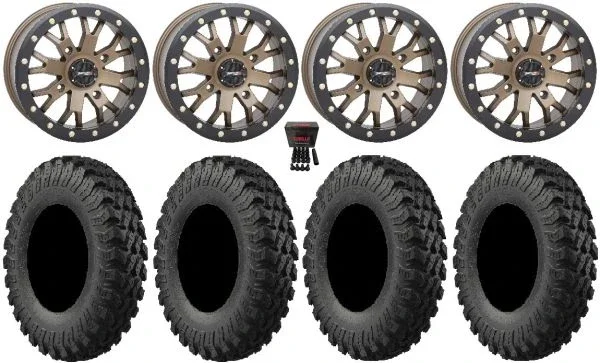 System 3 SB-4 Bronze (6+1) 15″ Wheels 37″ MotoRally Tires Polaris Sportsman / RZR / Ranger