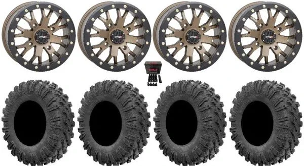 System 3 SB-4 Bronze (6+1/4+3) 15″ Wheels 30″ MotoRavage Tires Honda Talon