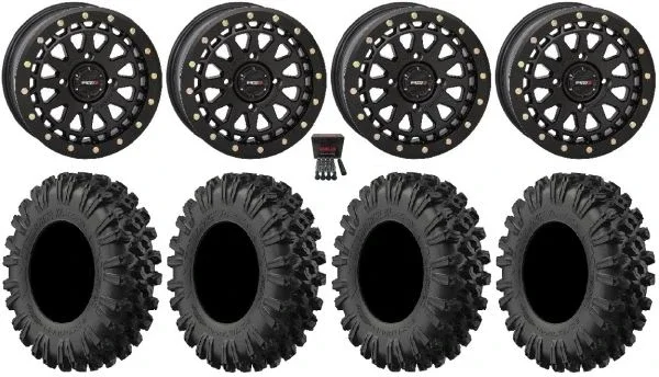 System 3 SB-6 15″ Wheels Bk (5+2) 32″ MotoRavage XL Tires Polaris Sportsman / RZR / Ranger