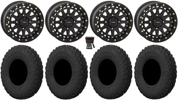 System 3 SB-6 15″ Wheels Black (4+3) 32″ Gripper R/T Tires Polaris Sportsman / RZR / Ranger