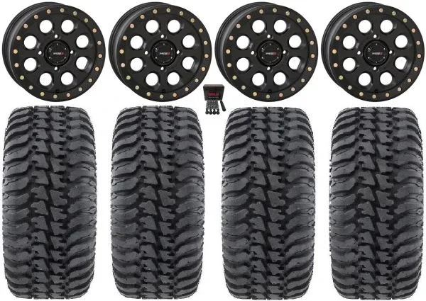 System 3 SB-7 14″ Wheels Black (4+3) 30″ Regulator Tires Polaris Sportsman / RZR / Ranger