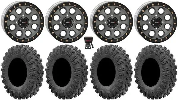 System 3 SB-7 14″ Wheels Ti (4+3) 32″ MotoRavage Tires Kawasaki Teryx Mule