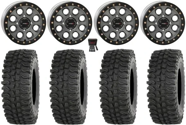 System 3 SB-7 14″ Wheels Titanium (4+3) 30″ BDC Tires Can-Am Commander Maverick Renegade Outlander Defender