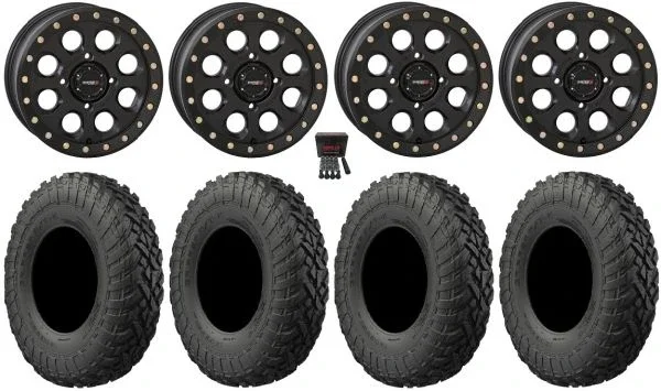System 3 SB-7 15″ Wheels Black (5+2) 32″ Gripper T/R/K Tires Kawasaki Teryx Mule