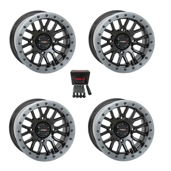 System 3 SB-9 Beadlock 15″ Wheels Gloss Black +10mm Kawasaki Teryx Mule