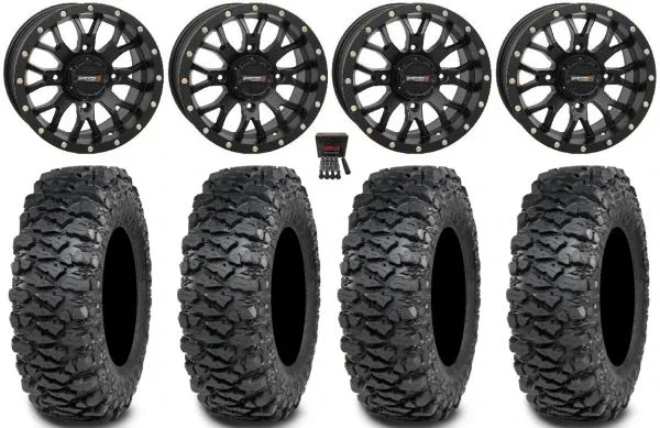 System 3 ST-3 Wheels Bk 30″ Savage XT Tires Can-Am Maverick X3 / Honda Pioneer 1000 / Talon
