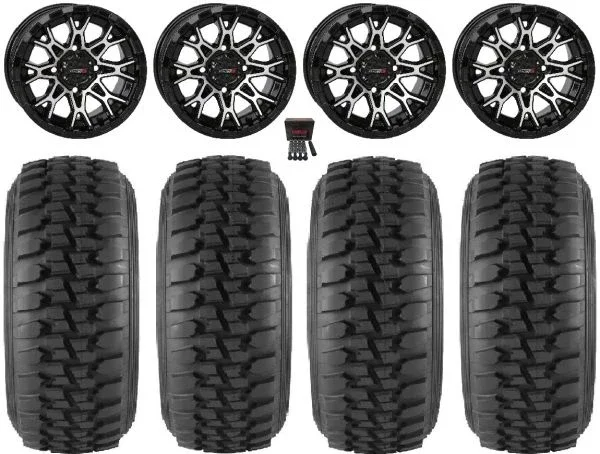 System 3 ST-6 14″ Wheels Black 30″ Desert Series Tires Can-Am Commander Maverick Renegade Outlander Defender