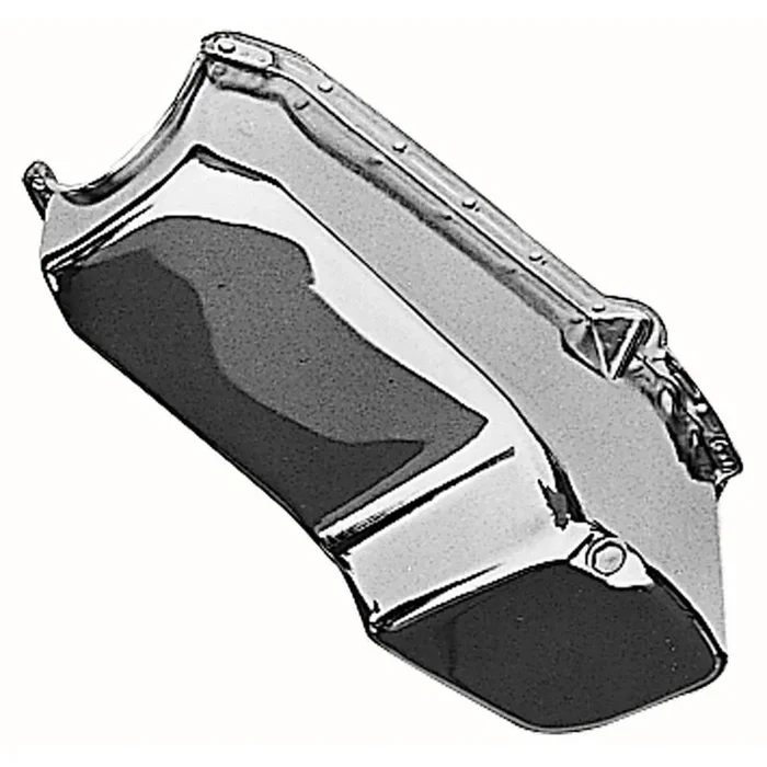 Trans-Dapt OEM Style Rear Sump Oil Pan – 4 Quart – Stock Depth – Chrome – 2 Piece Seal – Small Block Chevy