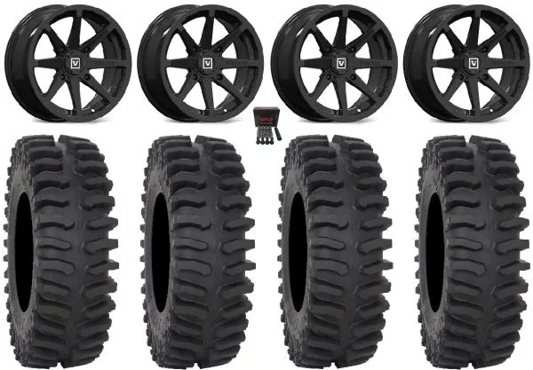 Valor V01 14″ Wheels Black 27″ XT400 Tires Can-Am Commander Maverick Renegade Outlander Defender