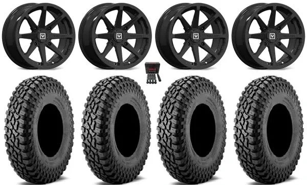Valor V01 15″ Wheels Black 32″ Incursion A/T Tires Yamaha Viking Wolverine YXZ1000R